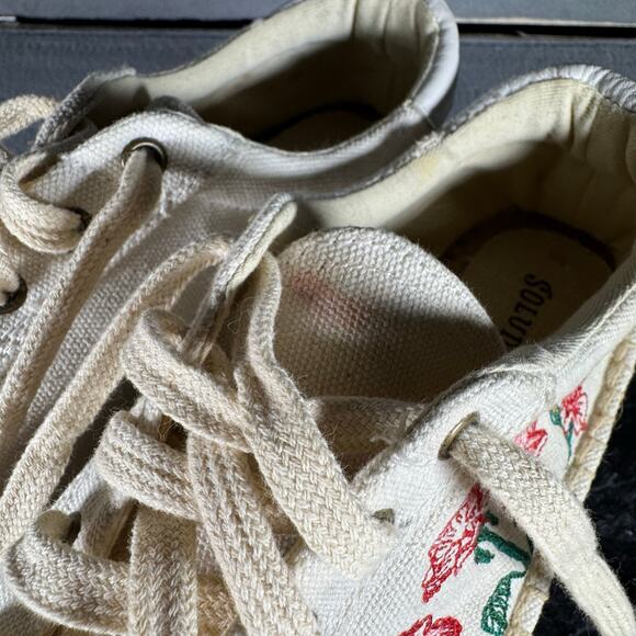 Soludos Floral Embroidered Espadrilles Sneakers Cream Women’s Size 9.5 US - Picture 9 of 9